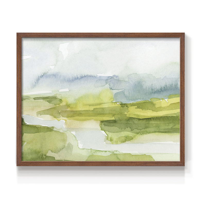 Watery Lowlands I - Reproduction encadrée - Restickable, H 22 po x l 28 po, Noyer