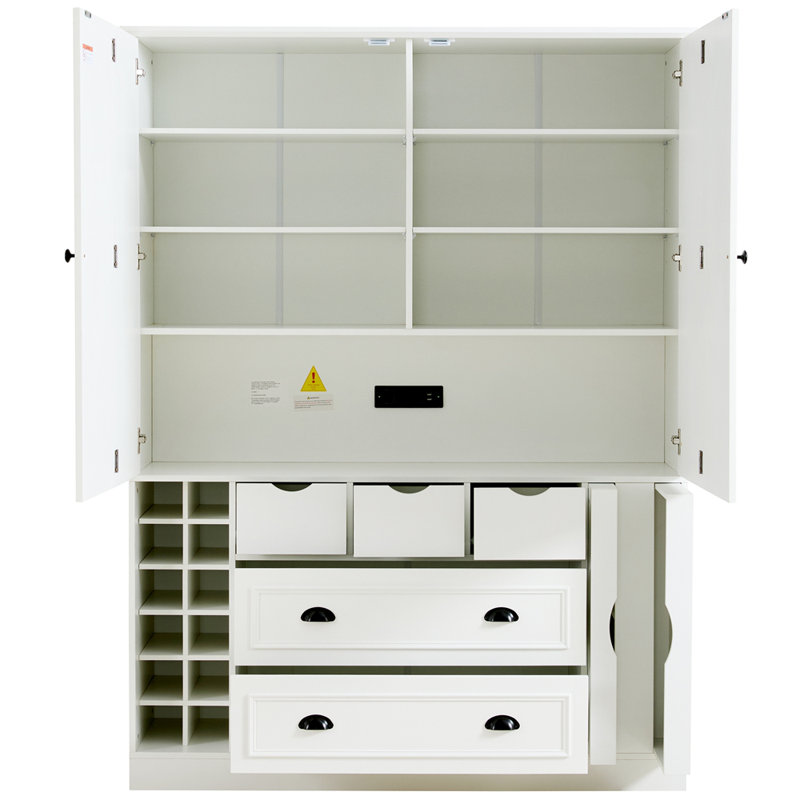 Approfondissez l'armoire de rangement avec 4 portes pliantes, Blanc