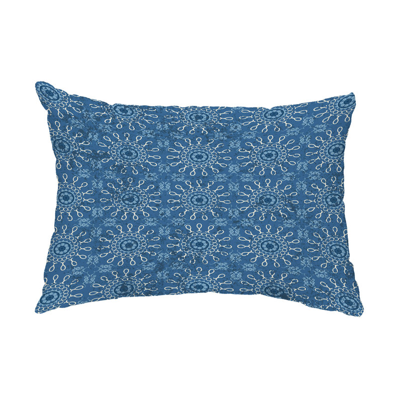 Geometric Outdoor Reversible Throw Pillow, Blue
