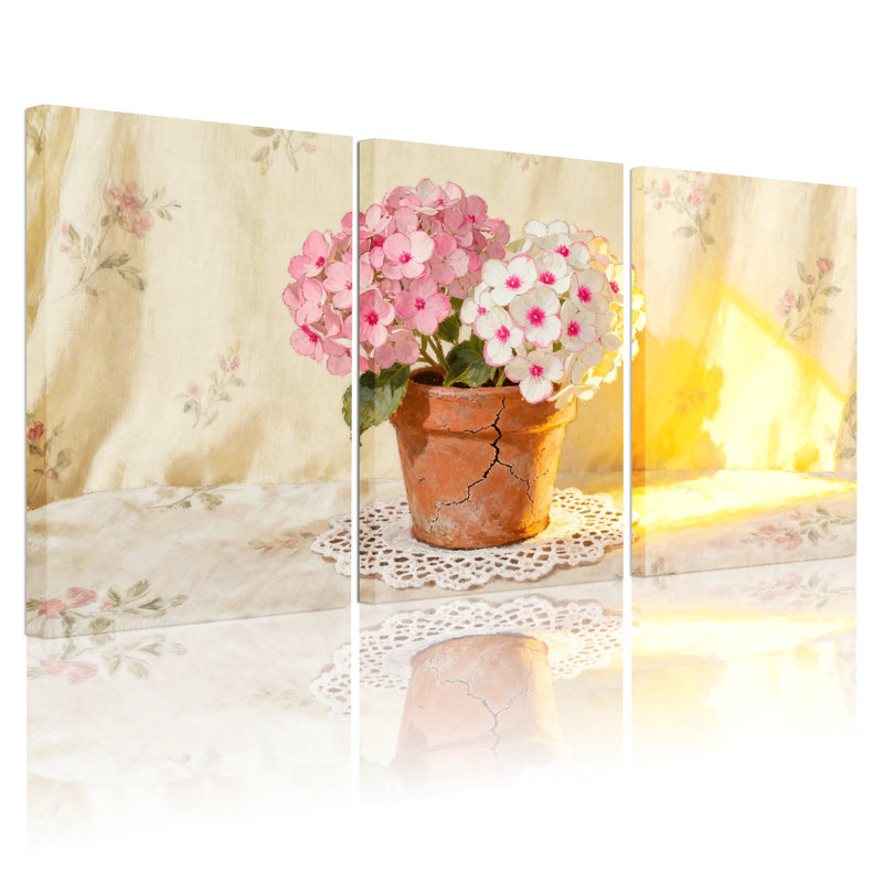 Ensemble de 3 impressions sur toile hydrangées, H 30 po x l 60 po