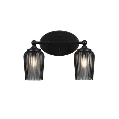 Barre d'éclairage de salle de bain 2 lumières Aitkens avec verre texturé fumé de 5 po