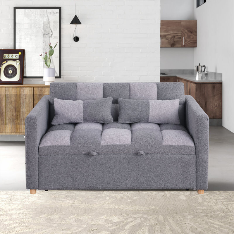 Pickron 53.5'' Sofa Bed, Gray Polyester Blend