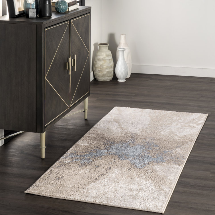 Dequita Contemporary Abstract Beige/Blue Area Rug
