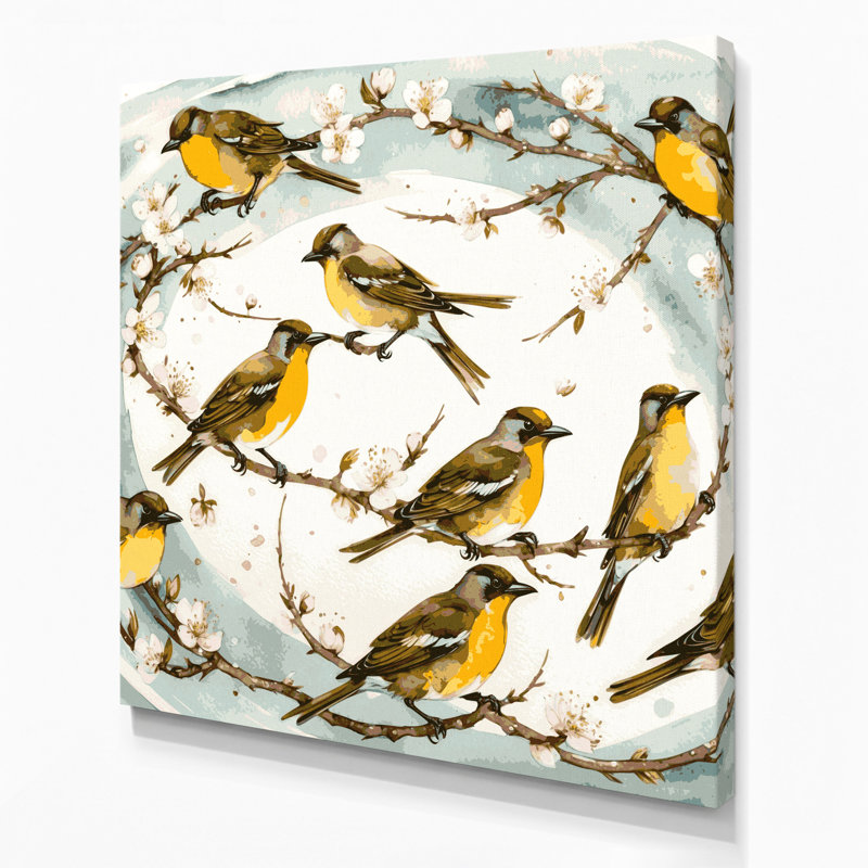 «Birds Common Tailorbird», art mural sur toile blanche, H 16 po x l 16 po