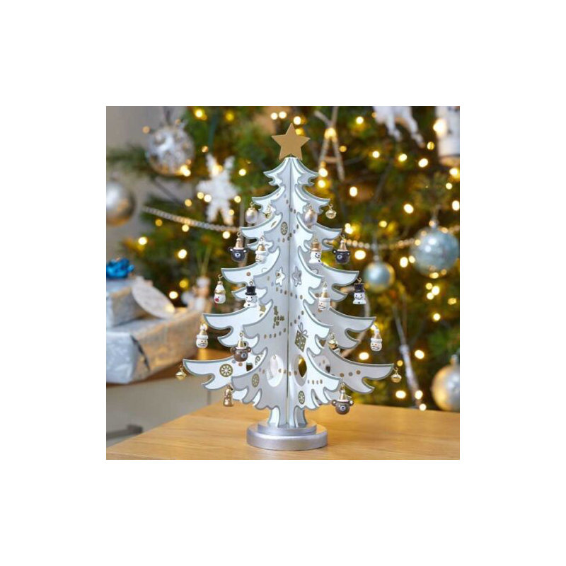 Christmas Tabletop Tree, Silver/White 
