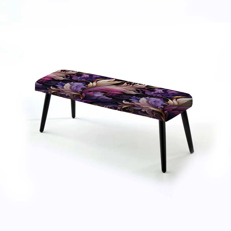 Regal Feathered Elegance - Banc rembourré floral noir