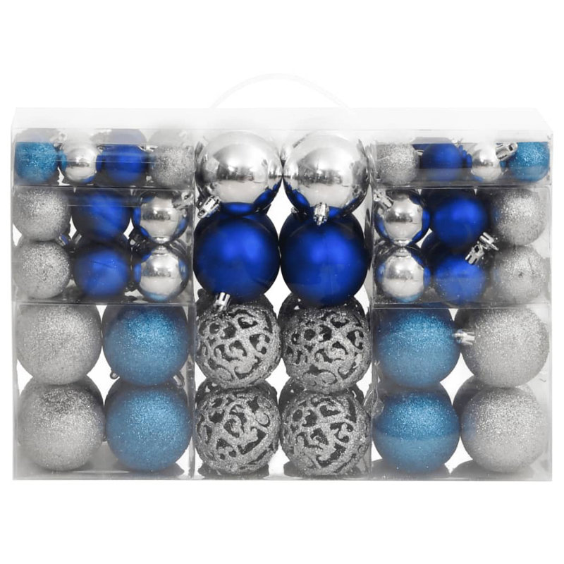 6cm Solid Colour Bauble, Silver and Blue
