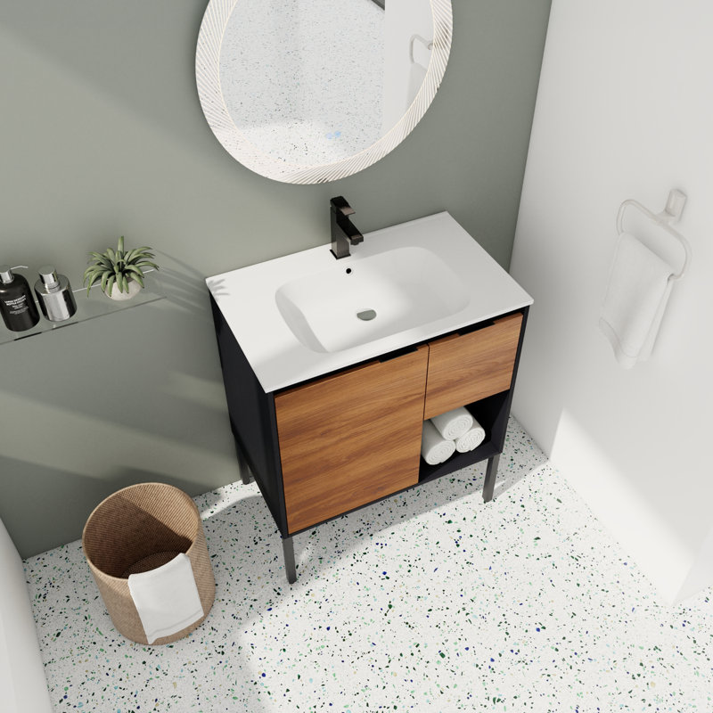 Meuble-lavabo simple avec plateau en résine 30,27 po Skylène