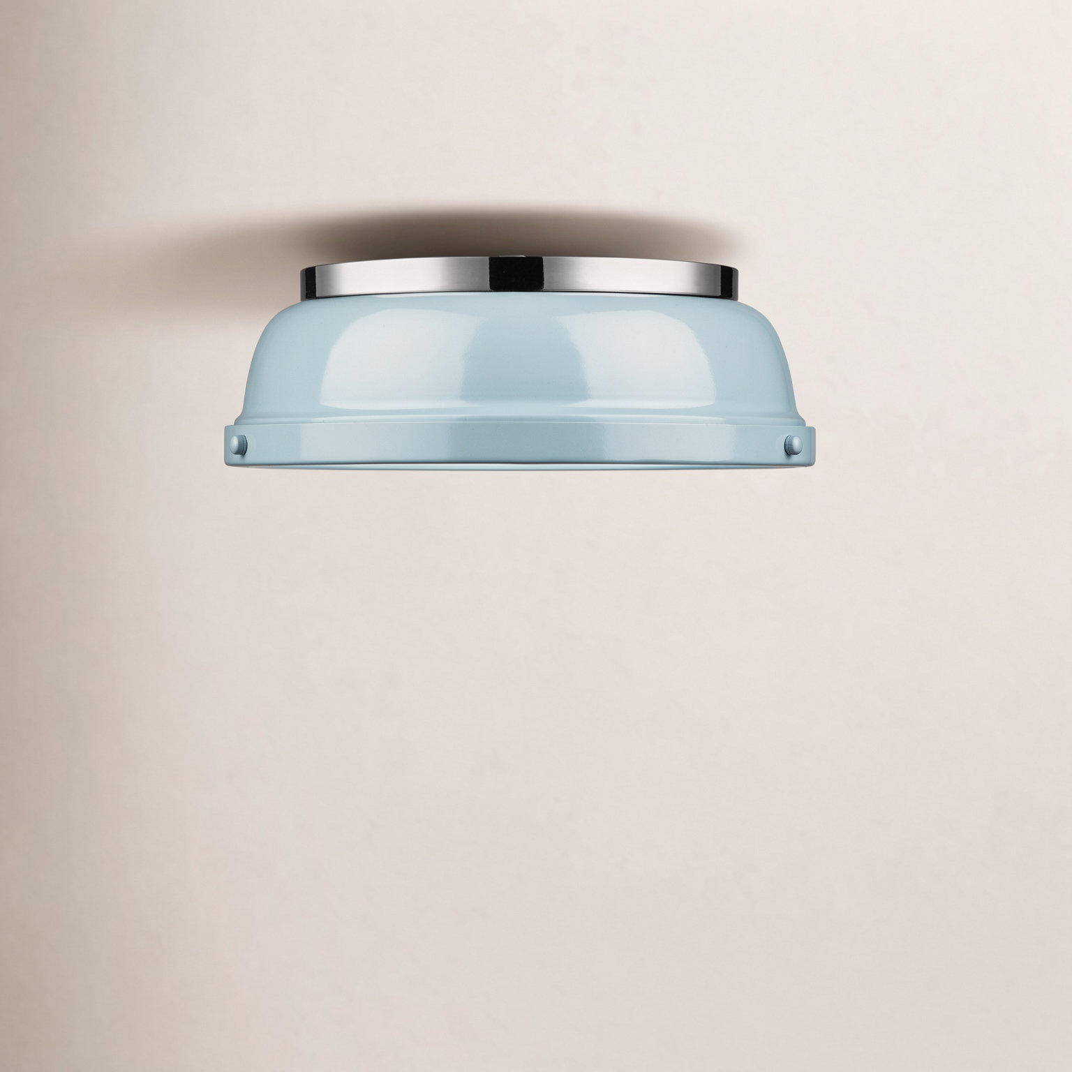 Calico 2 Light Steel Flush Mount, Seafoam, Chrome