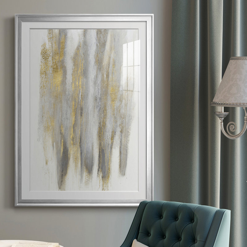 Impression encadrée de qualité supérieure Free-Flowing II - prête à être suspendue, H 24,5 po x l 18,5 po x P 1 po, Argent