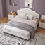 Lit plateforme tapissier avec tête de lit ajustable, rembourrage en tissu de lin-833238154