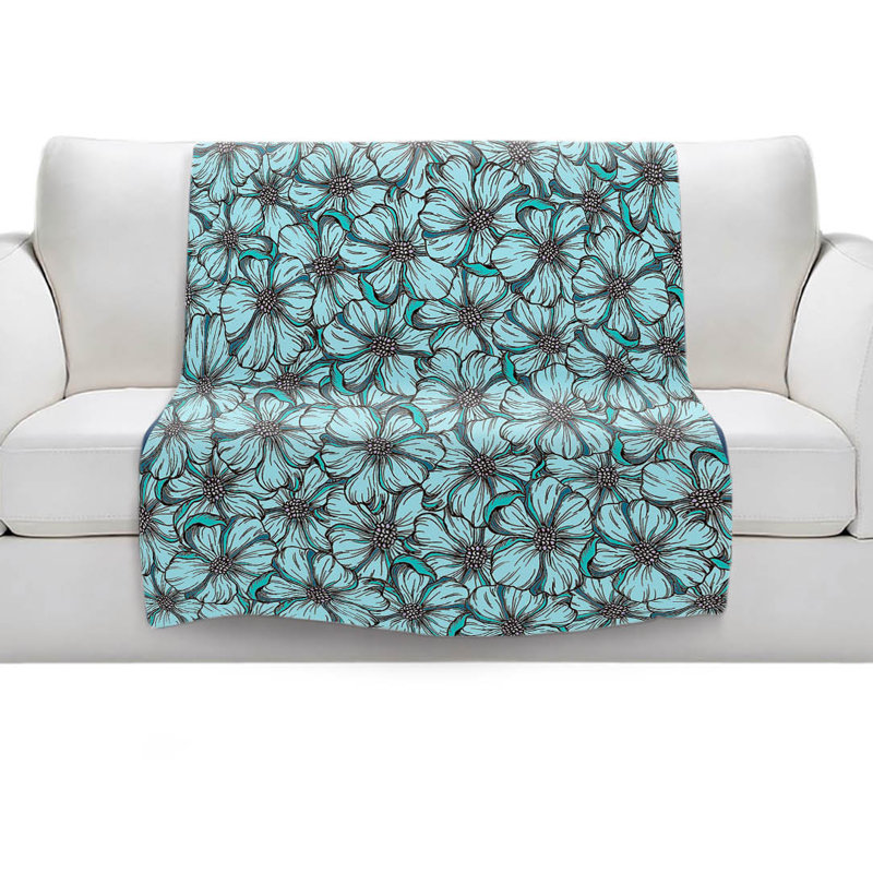 Couverture sherpa doux bleu turquoise sauvage, l 51 po x L 60 po