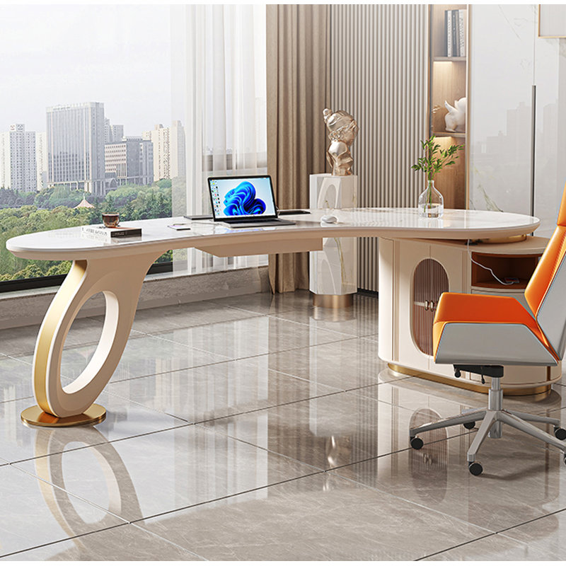 Bureau en pierre frittée résistant à la chaleur avec armoire de rangement multicouche, 29.5" H x 70.8" W x 27.6" D