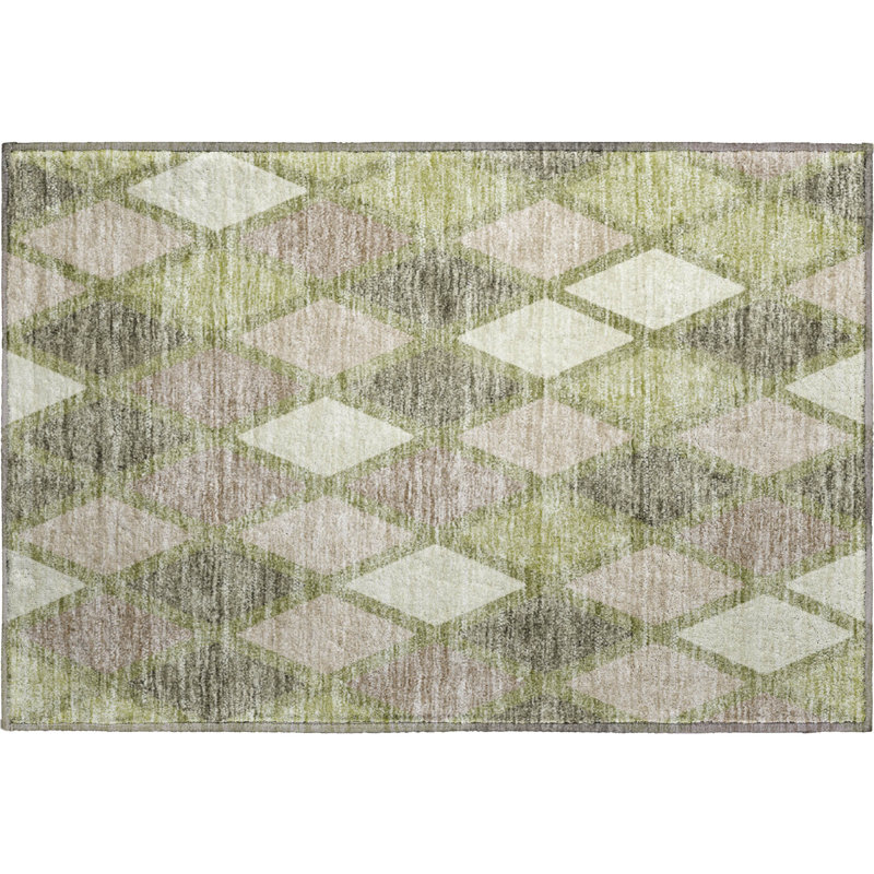 Premium Machine Washable Prisco Aloe Rug, Rectangle 1'8" x 2'6"