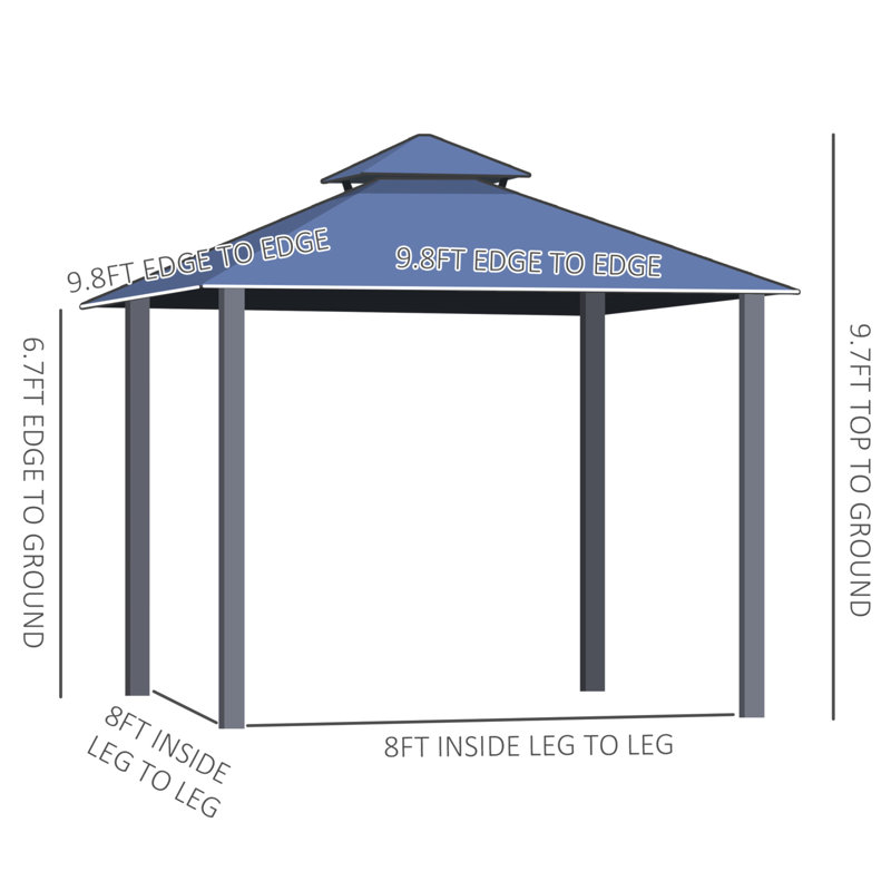 Outsunny Dark Grey Aluminum Hardtop Gazebo with Polycarbonate Roof