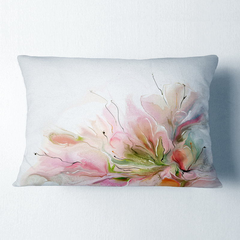 Floral Abstract Design on White - Coussin décoratif à imprimé floral