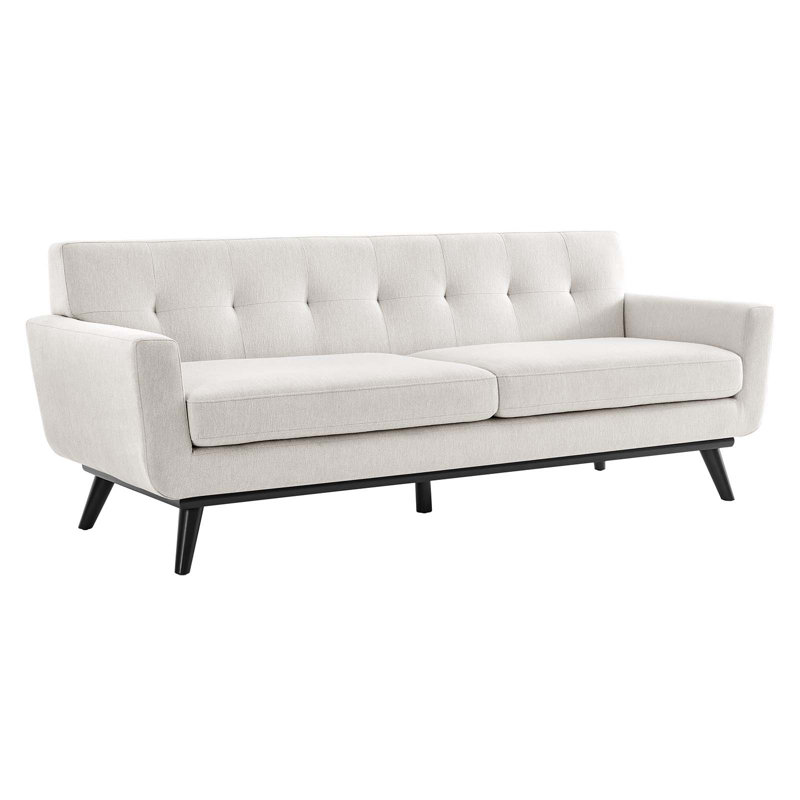 Engage Herringbone Fabric Sofa, Ivory Fabric