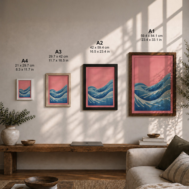 Flowing Ocean Waves Coastal - Framed Print, A1 - 84.1 x 59.4 cm, White
