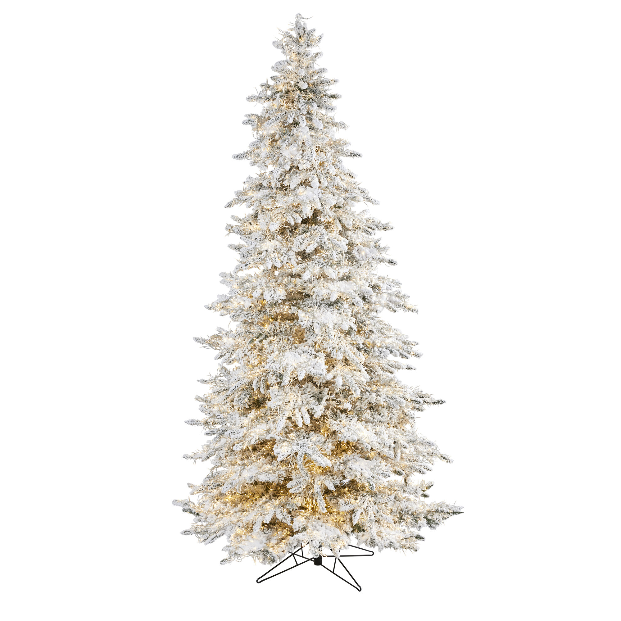 Nearly Natural Inc 5' Flocked Grand Northern Rocky Fir Artificial Christmas  Tree with Warm Micro (Multifunction with Remote Control) LED Lights