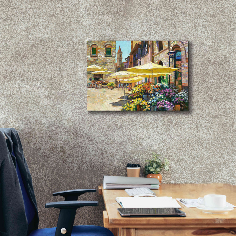 «Siena Flower Market» par Howard Behrens, impression sur toile giclée sur toile, H 18 po x l 26 po x P 0,75 po