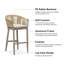 Tabourets de bar et de comptoir Alakai Outdoor Minimalist en rotin tressé avec coussin en mousse de qualité supérieure-364881570-364881597-364881568