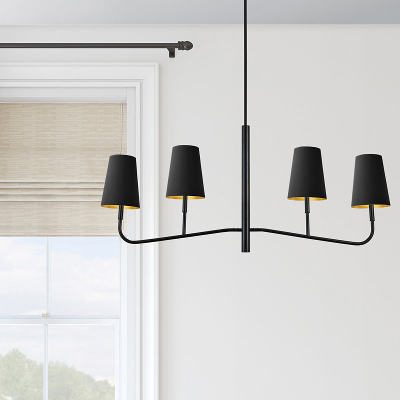 Lustre classique / traditionnel à 4 lumières Arvell, Noir mat, Noir / argent