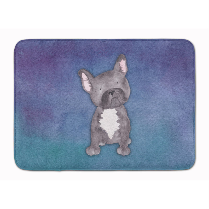 Tapis pour salle de bain en mousse à mémoire de forme aquarelle french bouledogue