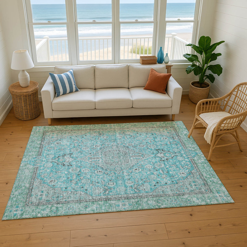 Premium Machine Washable Baford AMF1651 Global Rug, Rectangle 8' x 10'