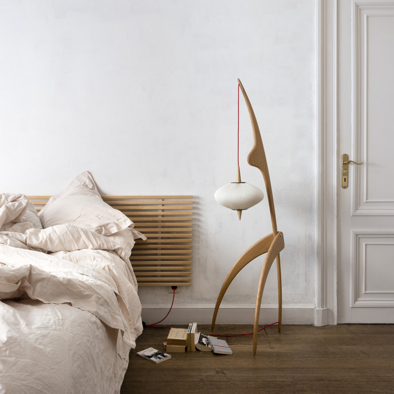 Praying Mantis Floor Lamp, Natural Oak