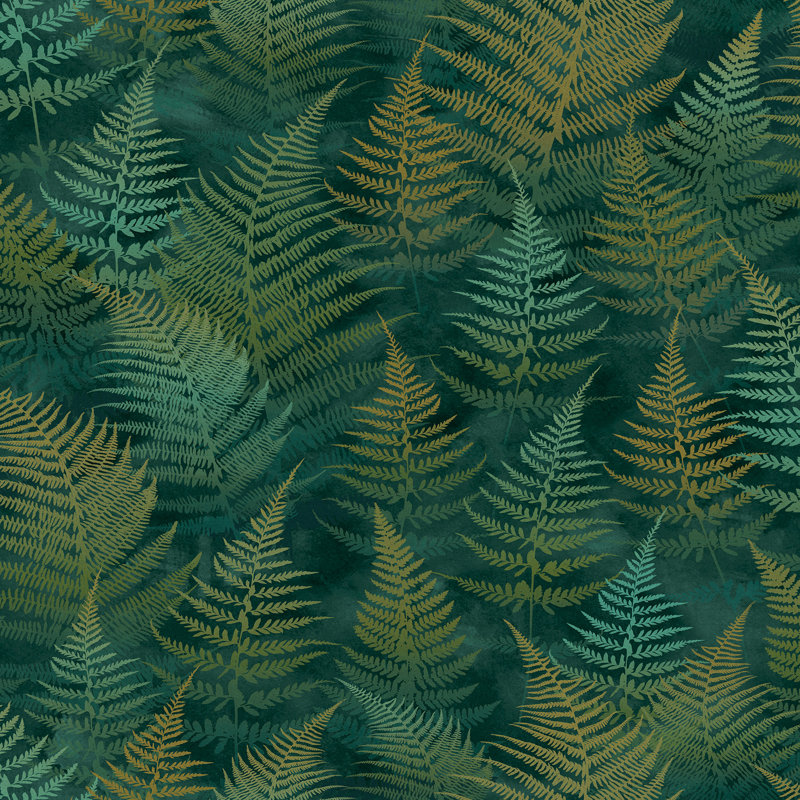Floral Metallic Wallpaper Roll, Emerald