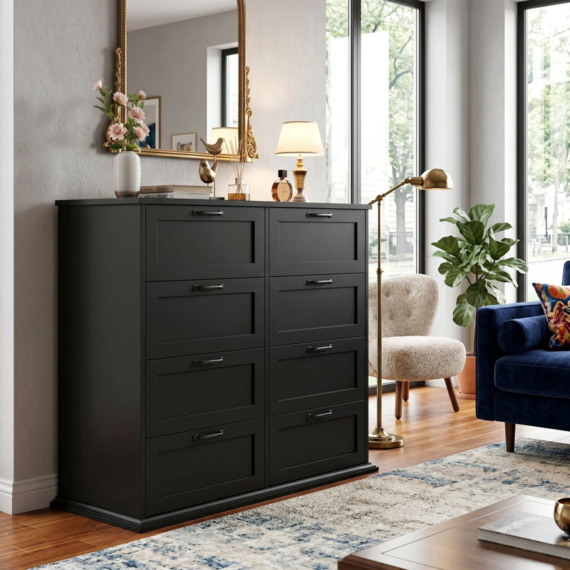 Commode double 8 tiroirs Ausherman, Noir