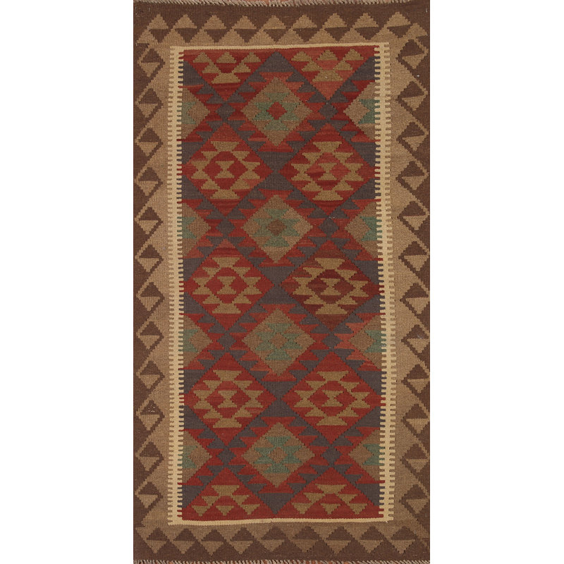Geometric Kilim Oriental Runner Rug 3x7