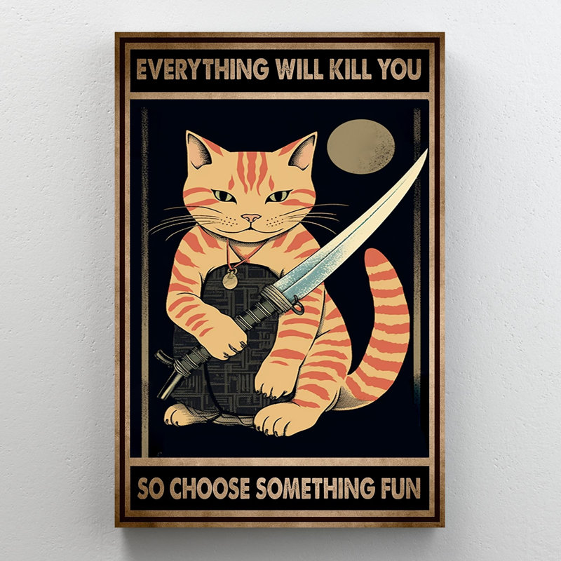 Iride " Iride Orange Cat So Choose Something Fun ", 36" H x 24" W x 1.25" D