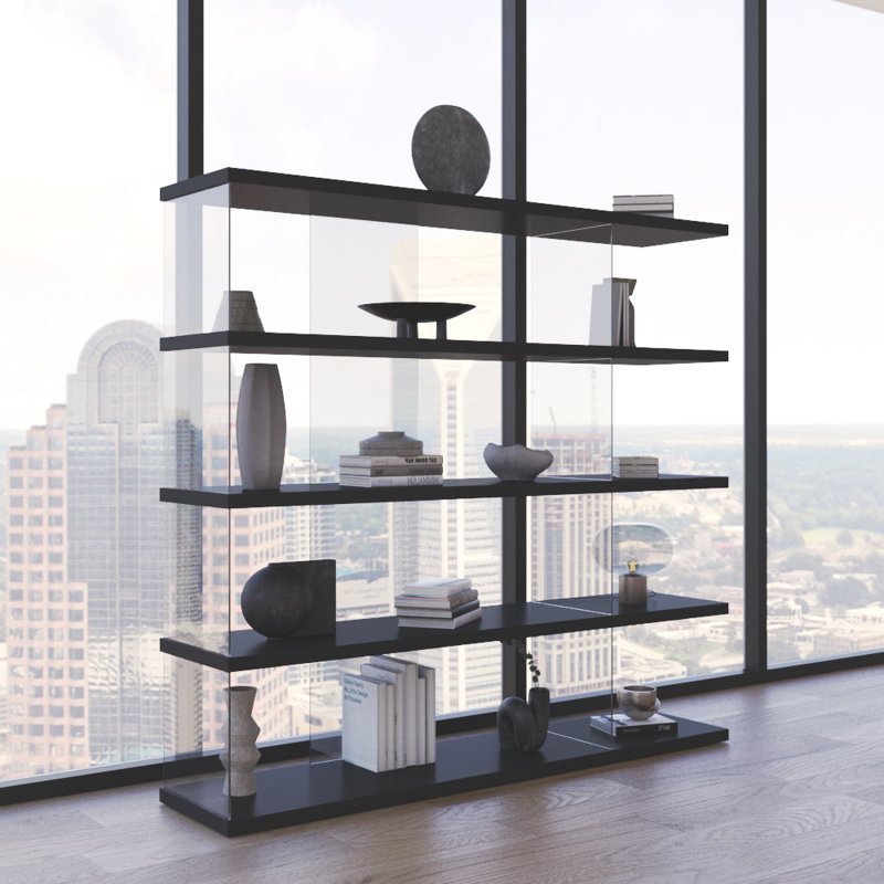Gravity 70.9" Bookcase with Matte Finish, Black