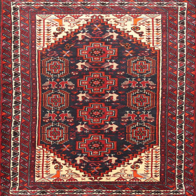 Tapis traditionnel rouge / beige Rudi