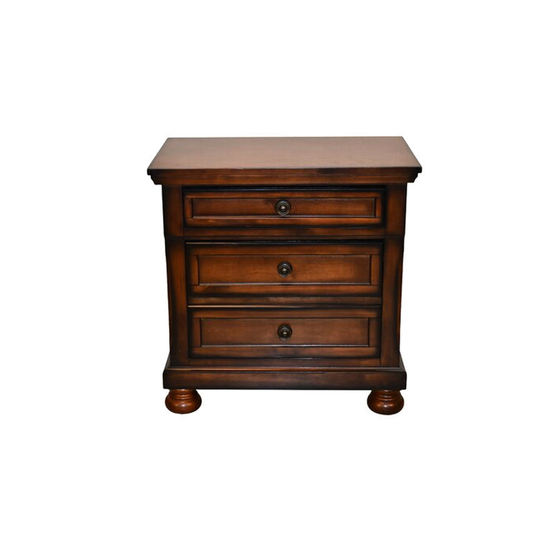 Table de chevet en noyer 3 avec commode de rangement cachée pour bijoux
