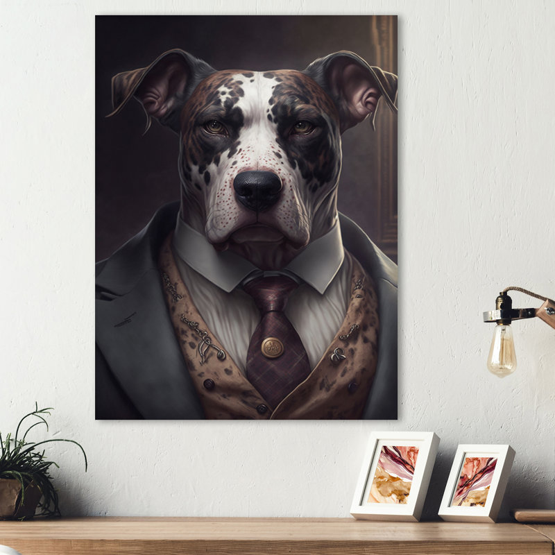 Mafia Pitbull I - impression sans cadre sur métal, H 20 po x l 12 po x P 1 po