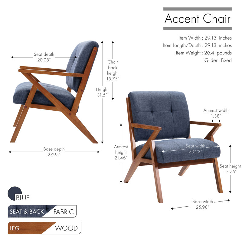Drennen Upholstered Armchair, Blue