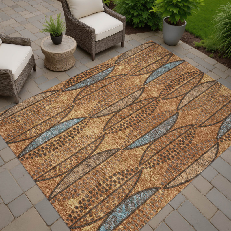 Machine Washable Indoor/Outdoor Chantille ACN2711 Casual Rug, 3' x 5', Paprika