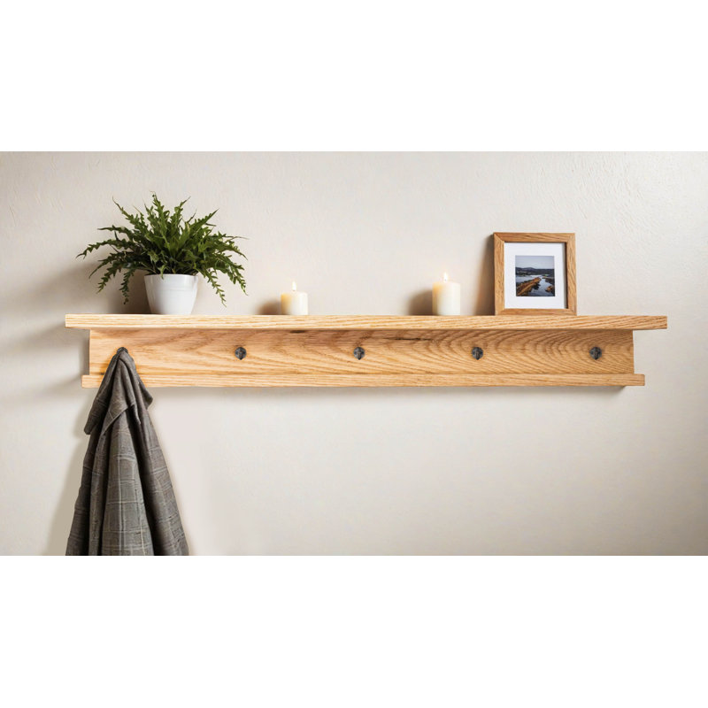 Ensemble de 3 tablettes en chêne avec crochets, H 5,75 po x l 60 po x P 5 po
