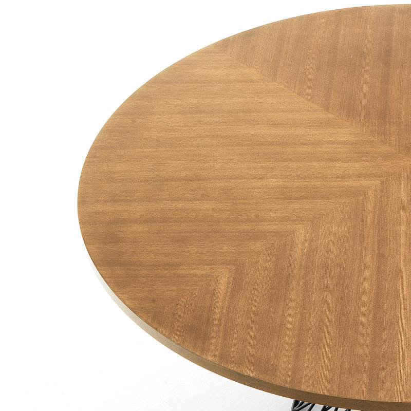 Isaak Oak Round Metal Base Dining Table