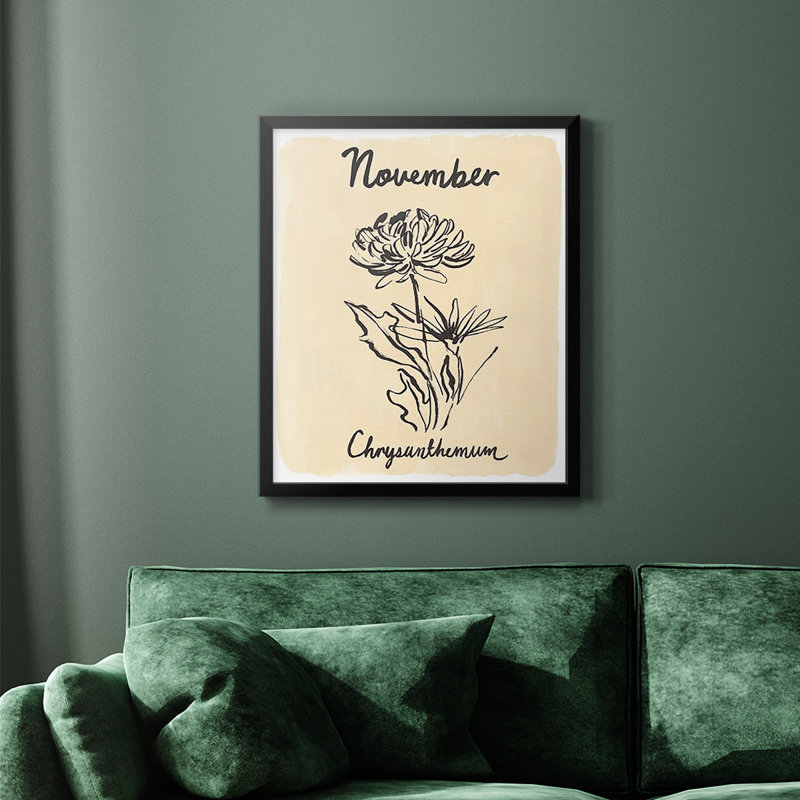 Toile encadrée de qualité supérieure avec mois de naissance X, H 24 po x l 20 po, Cadre d'angle fermé noir