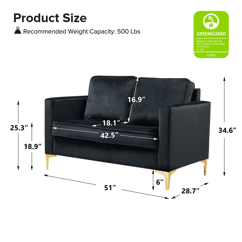 Causeuse Adalynn, Velours noir
