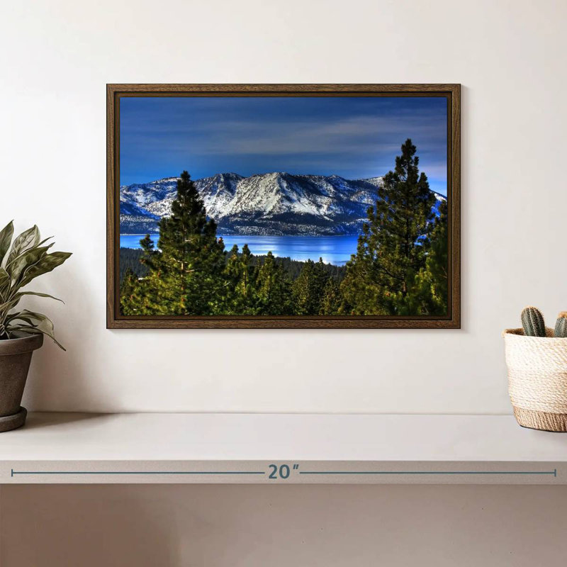 Lac Tahoe, Sierra, 13 po x 9 po, Cadre flottant noyer
