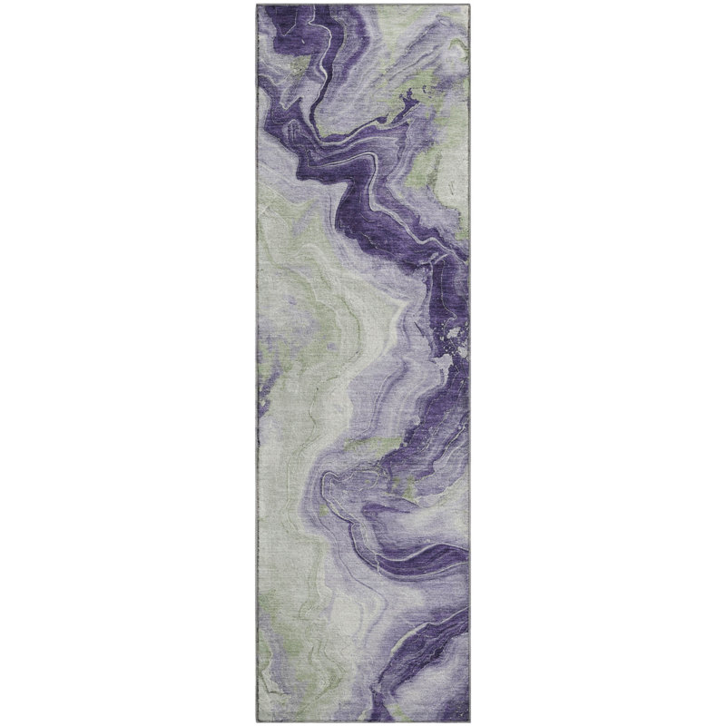 Premium Machine Washable Mayfield AMF1862 Swirls Rug, Runner 2'3" x 7'6"