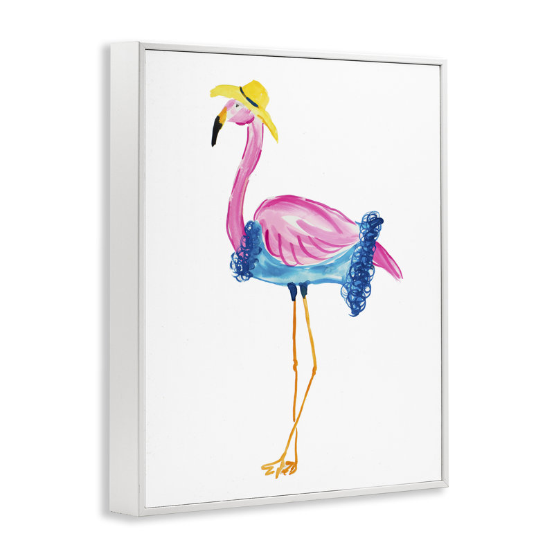 Glamour Beach Flamingo, estampe numérique par Julie DeRice, Giclée encadrée blanc bord de mer, H 20 po x l 16 po