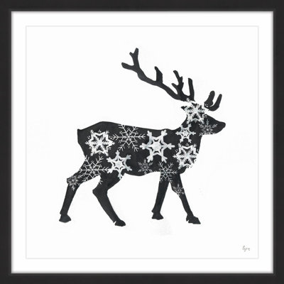 « cerf de neiges ii », reproduction d’art encadrée
