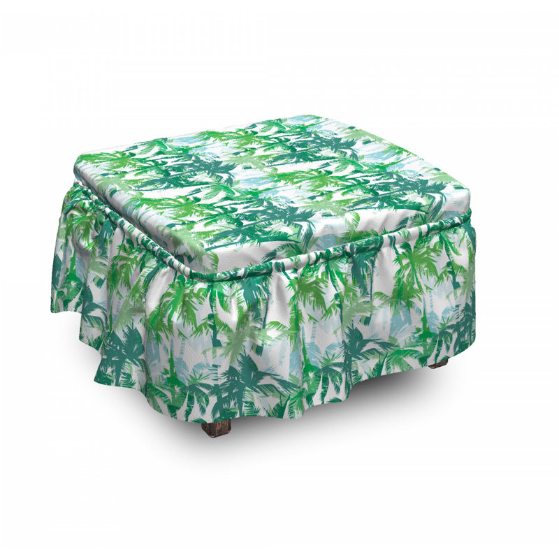 Ensemble de housse pour repose-pieds à coussins carrés 2 pièces palmier