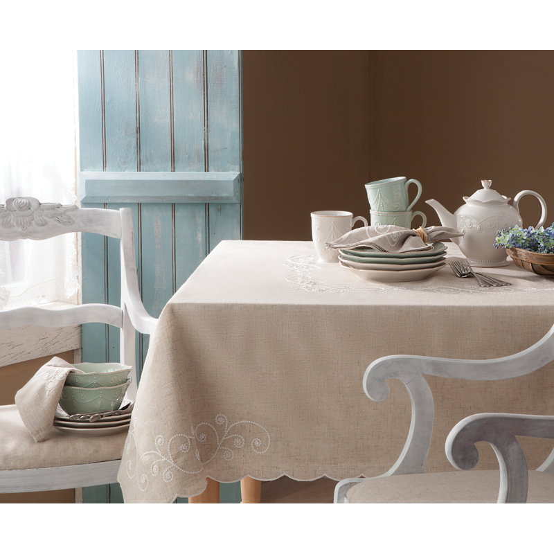 Lenox French Perle Embroidered 70" Round Tablecloth