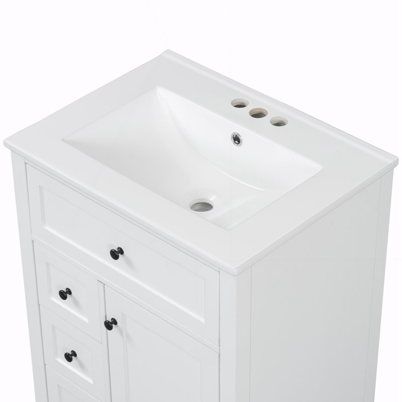 Meuble-lavabo de salle de bain avec lavabo, Blanc